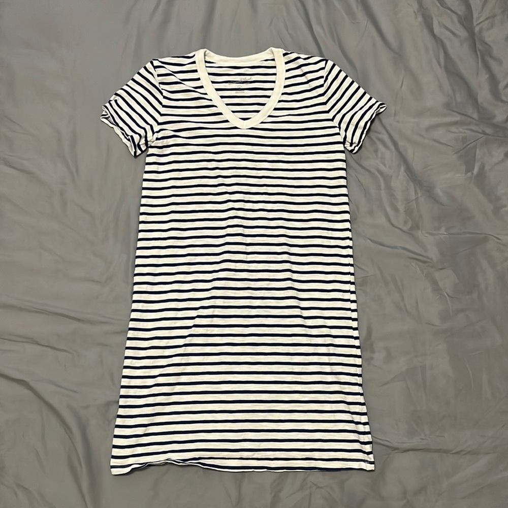 Navy and white stripped midi dress